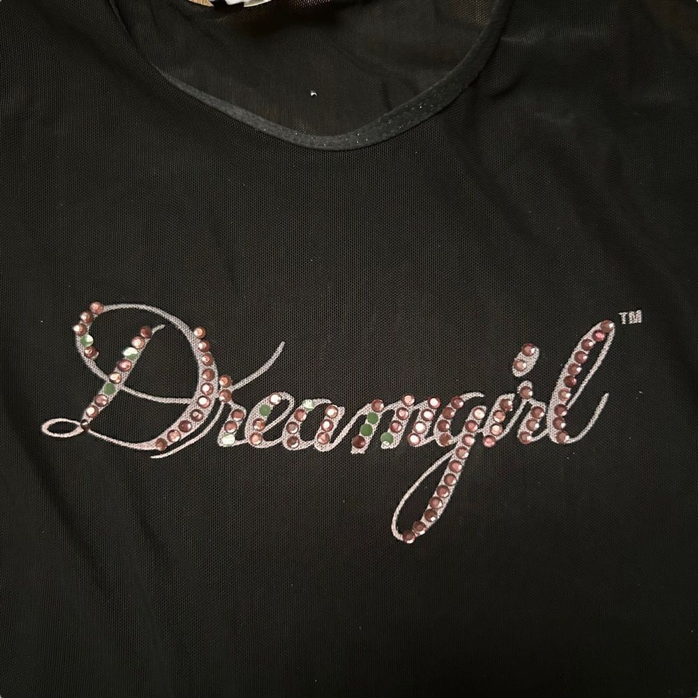 Micro Mesh Dream Girl Rhinestone Black Tank Top - Picture 4 of 7